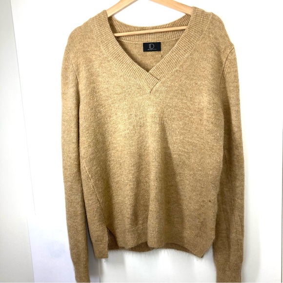 ID Identity Womens V Neck Sweater Large Tan Minimalist - Picture 2 of 11